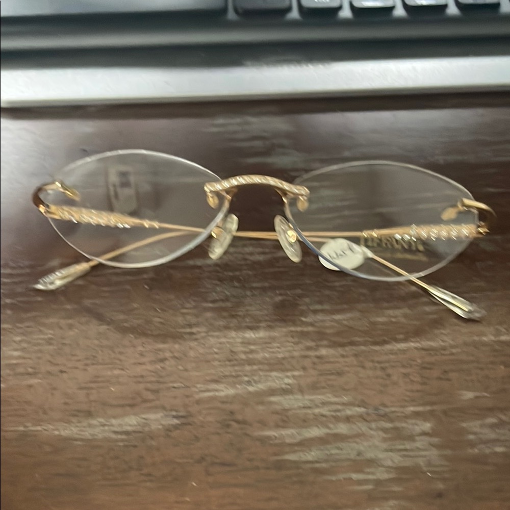 Tiffany Lunettes 23K gold plated T790 C4 gold  52-17 rimless eyeglasses
